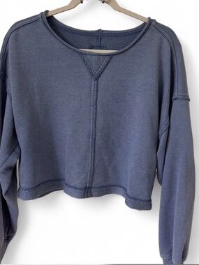 aerie Indigo Cropped Crewneck Sweatshirt